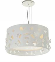 Lustre Infantil Pendente Borboletas Duplo - Crú 30X16