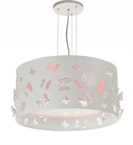 Lustre Infantil Pendente Borboletas Duplo - Rosa 30X16