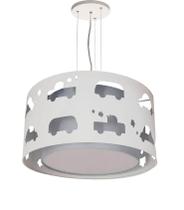 Lustre Infantil Pendente Carrinhos Cinza 30X16 Lustre Infantil Pendente Carrinhos Cinza 30X16