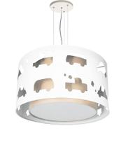 Lustre Infantil Pendente Carrinhos Crú 30X16 Lustre Infantil Pendente Carrinhos Crú 30X16