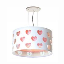 Lustre Infantil Pendente Corações com Cristais 30x16