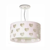 Lustre Infantil Pendente Corações com Cristais 30x16