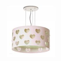 Lustre Infantil Pendente Corações com Cristais 30x16