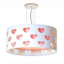 Lustre Infantil Pendente Corações com Cristais 40x16