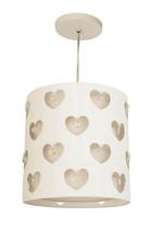Lustre Infantil Pendente Corações Com Cristais Branco 25x25