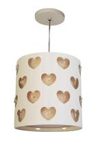 Lustre Infantil Pendente Corações Com Cristais Crú 25x25