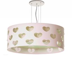 Lustre Infantil Pendente Corações Com Cristais Crú 40X16