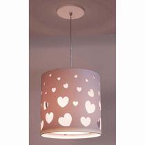 Lustre Infantil Pendente Corações Duplo 25x25 Int. Branco