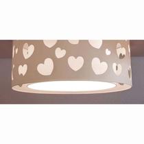Lustre Infantil Pendente Corações Duplo - Branco 30x16
