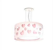 Lustre infantil pendente corações duplo - rosa 30x16