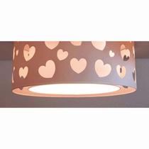Lustre Infantil Pendente Corações Duplo - Rosa 40x16
