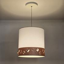 Lustre Infantil Pendente Faixa flores e Borboletas 25x25cm Branco
