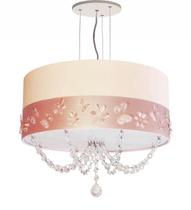 Lustre Infantil Pendente Faixa Flores E Borboletas Cru 30x15