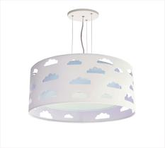Lustre Infantil Pendente Nuvens Com Recortes 50x16 Azul