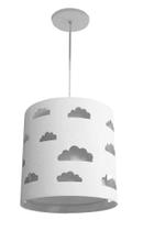 Lustre Infantil Pendente Nuvens Recortes Cinza 25X25