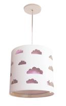 Lustre infantil pendente nuvens recortes rosa 25x25