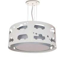 Lustre Infantil Pendente Recorte Carrinhos 40X16 Cinza