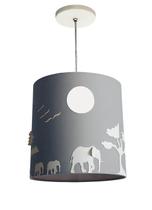 Lustre Infantil Pendente Safári 25x25 Cinza Lustre Infantil Pendente Safári 25x25 Cinza