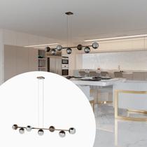 Lustre Jabuticaba Pendente 7 Globos Vidro Com Lampadas Branco Quente - Bivolt