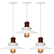Lustre Kit 3 Pendentes Nordic Retro Vintage Branco