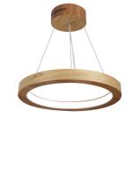 Lustre LED 22W Sirius Pendente Madeira Sala Jantar arco 40cm