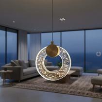 Lustre Led de Circulo Vazado Dourado Lustre Led de Circulo Vazado Dourado
