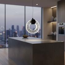 Lustre Led de Circulo Vazado Preto Lustre Led de Circulo Vazado Preto