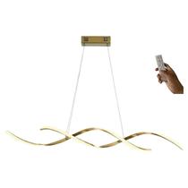 Lustre Led Espiral Moderno 54w 100cm Dourado C/ Controle - Casa Moliê