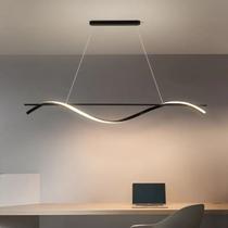 Lustre Led linear preto black Sala Escritório com controle remoto e 3 cores
