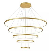 Lustre Led Luminária Pendente 5 Arcos Moderno Anéis Bivolt 160W Com Controle Brinovar