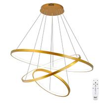 Lustre Led Moderno 3 Arcos Anéis Pendente 89w Controle Bivolt Sala Quarto Cozinha Lustre Led Moderno 3 Arcos Anéis Pendente 89w Controle Bivolt Sala Quarto Cozinha