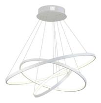 Lustre Led Moderno Pendente Anéis 3 Arco Aro Branco