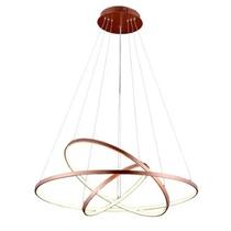 Lustre Led Moderno Pendente Anéis 3 Arco Aro Cobre Rose