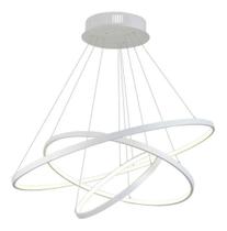 Lustre Led Moderno Pendente Anéis Led 89W 3 Arcos Branco - Brinovar