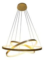 Lustre Led Moderno Pendente Anéis Led 89w 3 Arcos Dourado, Preto ou Branco
