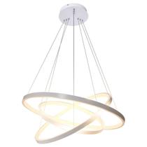 Lustre Led Moderno Pendente Anéis Led 89W 3 Arcos Prata