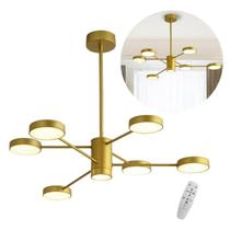 Lustre Led Nórdico Galáxia 6 Hastes Luminária Pendente Teto Sala Moderna 70w Bivolt Dourado Brinovar