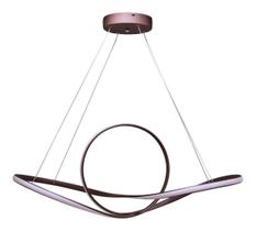 Lustre Led Pendente Design Ambiente Moderno Fita 48W Marrom