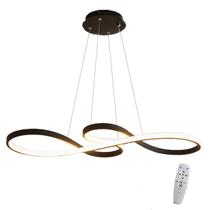 Lustre Led Pendente Infinito Design Minimalista Bivolt Preto
