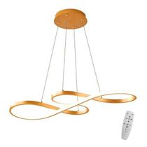 Lustre Led Pendente Infinito Moderno Minimalista Dourado