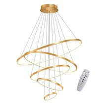 Lustre Led Pendente Luminária 5 Arcos Moderno Anéis Dourado Acetinado 3000K 6000K Bivolt 160W Brinovar