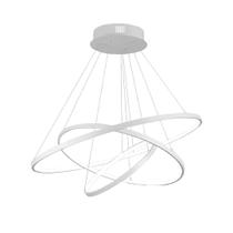 Lustre Led Pendente Moderno 3 Arcos Anéis 60Cm - Branco