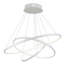 Lustre LED Redondo 65cm Pendente 3 Anéis Branco