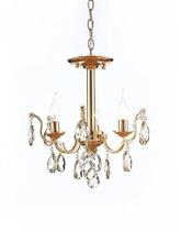 Lustre Linderfour Charm Metal Dourado com Cristais Champagne 3 Braços Tupiara