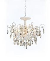 Lustre Linderfour Style Metal Branco com Cristais Champagne 6 braços Tupiara