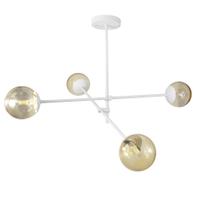 Lustre Lirio com 4 Globos Esfera de Vidro Âmbar - BRANCO