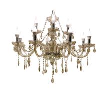Lustre Luminária Alumínio E Cristal Ambar Luxo 6 Braços
