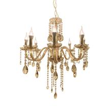 Lustre Luminária De Cristal Ambar Luxo 8 Braços