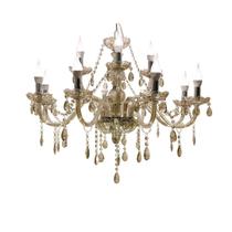 Lustre Luminária De Cristal Conhaque Luxo 6 Braços