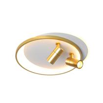 Lustre Luminaria de Led Teto 2 Anéis Dourado e Branco 80w